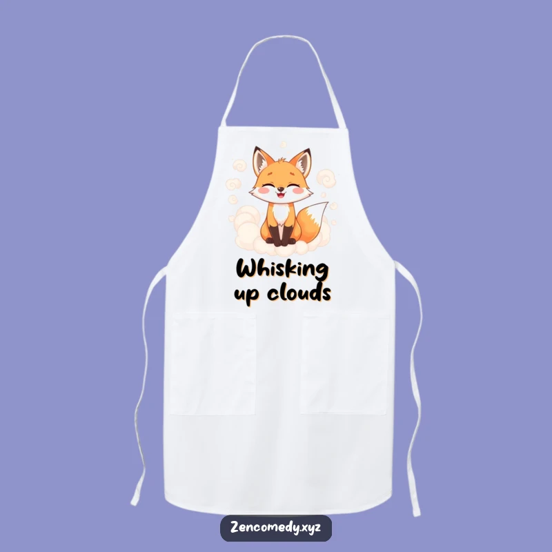 Funny Fox Apron: Misty Clouds Chef Design, Hilarious Funny Gift