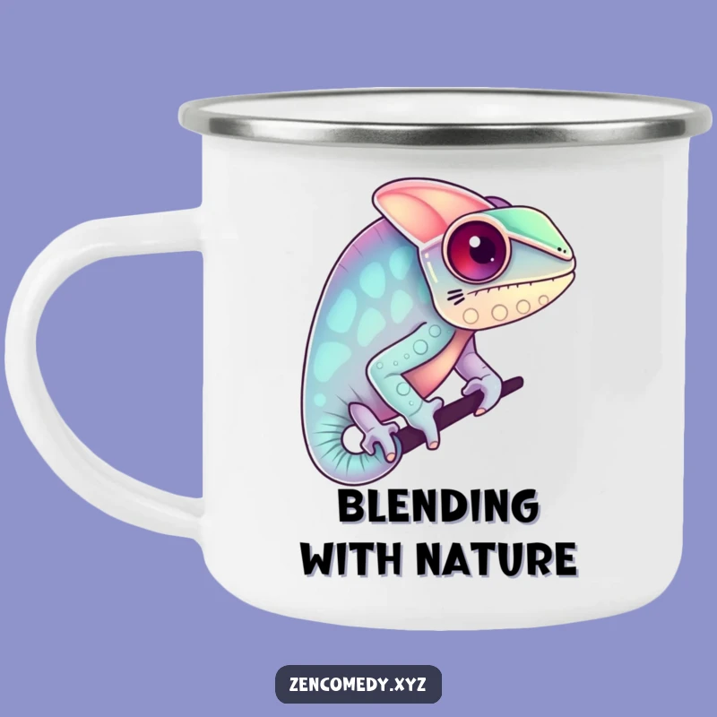 Funny Chameleon Pastel Camping Mug: Adventure Fueled by Color & Humor