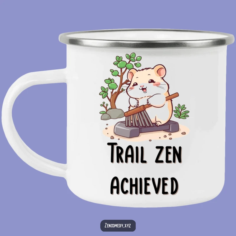 Funny Hamster Enamel Mug: Zen Garden Camping, Perfect Funny Gift
