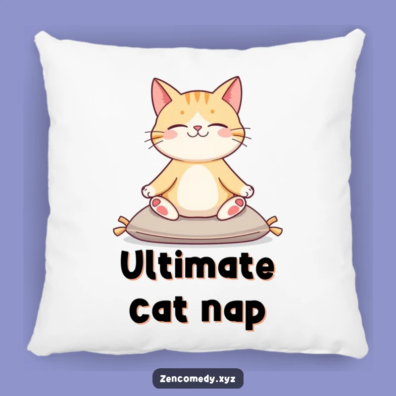 Funny Cat Yoga Pillow: Soft Serene Cat Cushion, Cozy Funny Gift Accent