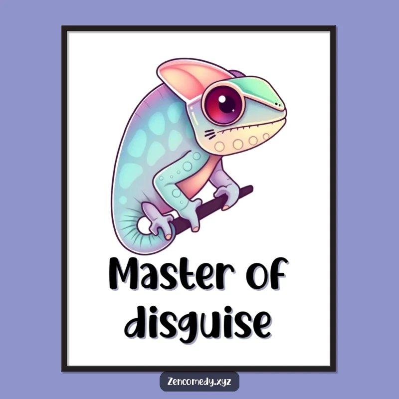 Funny Chameleon Pastel Digital Art: Instant Download of Vibrant, Humorous Decor