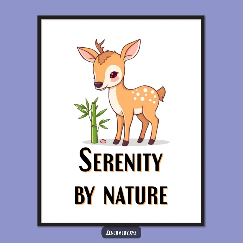 Funny Sweet Deer Bamboo Digital Art: Instant Download of Serene, Humorous Decor