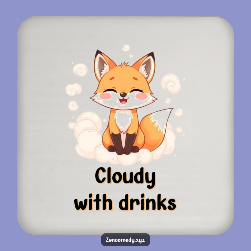Funny Fox Coaster Set: Misty Clouds Protection, Chic Funny Gift