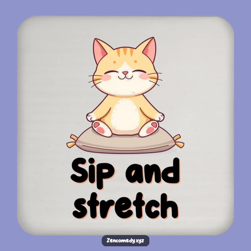 Funny Cat Yoga Coaster: Serene Cat Protection, Cute Funny Gift