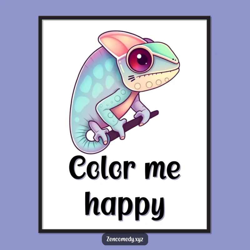 Funny Chameleon Pastel Poster: Add Vibrant Humor to Your Walls