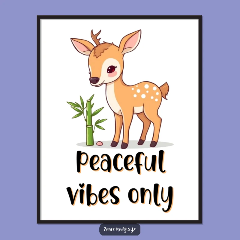 Funny Sweet Deer Bamboo Poster: Bring Serene Humor to Your Walls