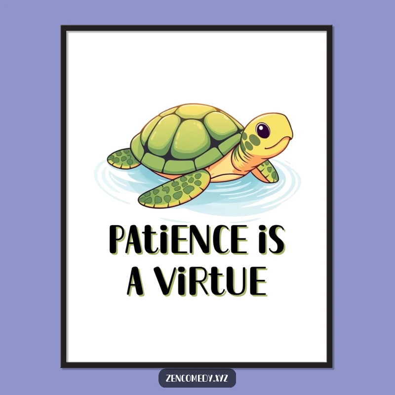Funny Brave Turtle Pool Poster: Add Tranquil Humor to Your Walls