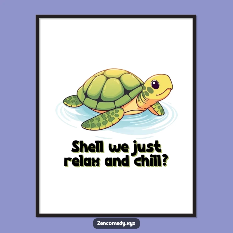 Free Printable Wall Art: Brave Turtle Pool - Humorous Downloadable Art for Home