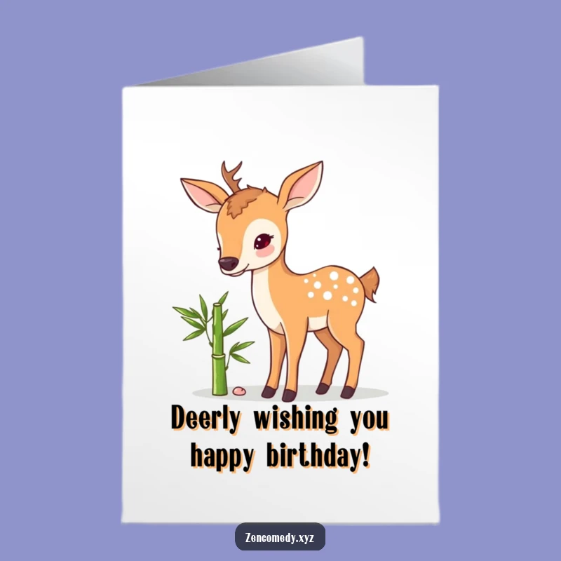 Free Printable Birthday Card: Funny Deer & Bamboo - Downloadable Humorous Gift