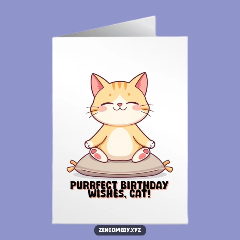 Free Printable Birthday Card: Zen Cat Yoga Pose - Downloadable Gift