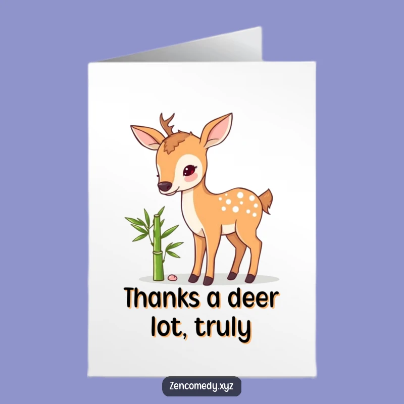 Free Printable Thank You Card: Sweet Deer & Bamboo - Downloadable Humorous Gift