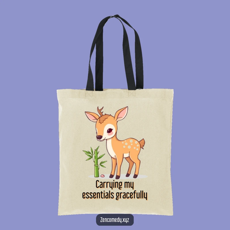 Funny Sweet Deer Bamboo Tote Bag: Carry Your Essentials with Grace & Humor